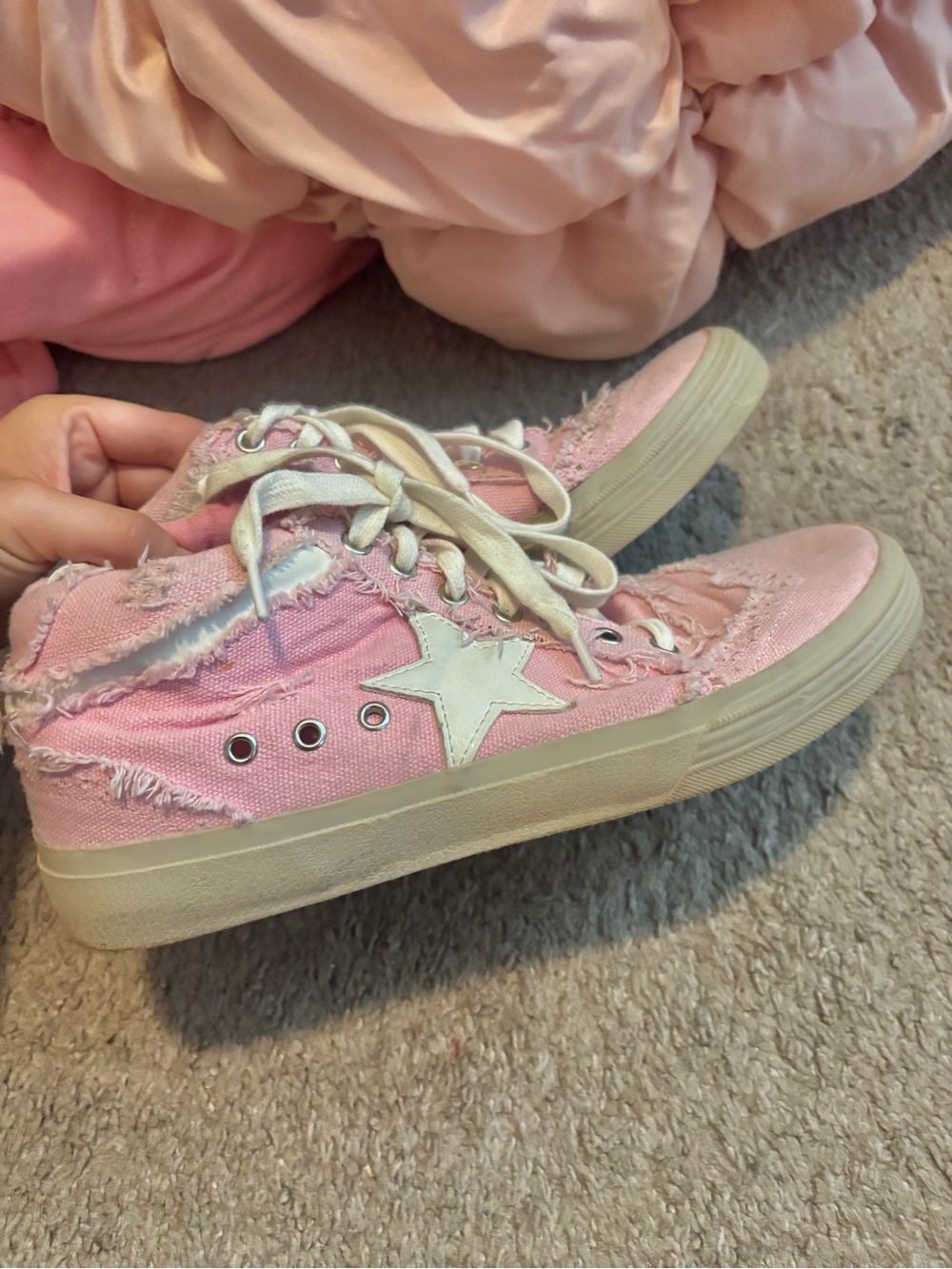 ShuShop Pink Canvas High-Top Sneakers with White Star